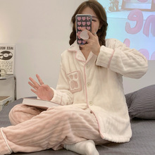 2025月子服秋冬12月珊瑚绒加厚加绒产后哺乳喂奶衣怀孕期孕妇睡衣