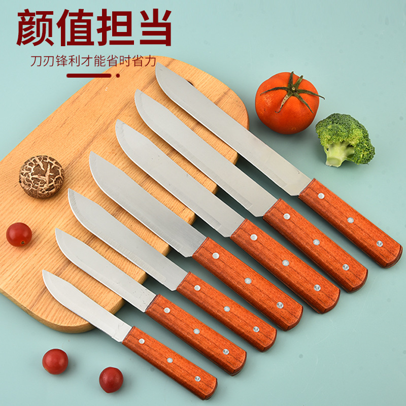 Fábrica de cuchillos de frutas de acero inoxidable mango de madera multi-tamaño cuchillos de cocina cuchillo de mango cuchillo de carne