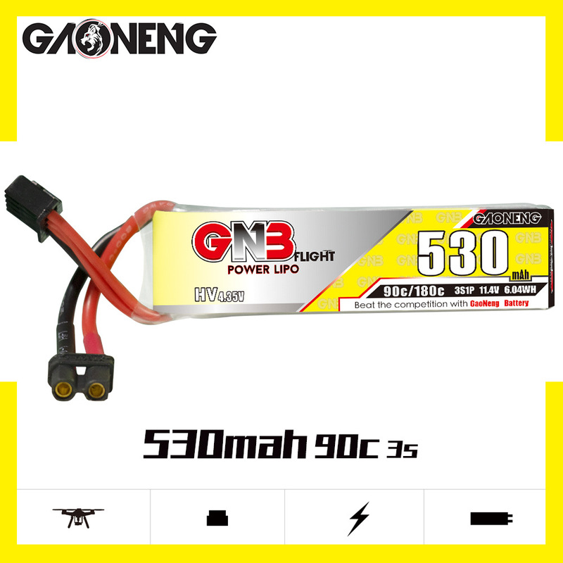 High energy GNB 530MAH 3S 11.4v 90C HV aerial model drone FPV lithium GAONENG LiPo