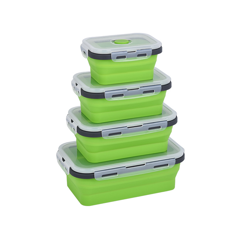 Caja de almuerzo plegable de silicona caja de espuma de viaje al por mayor plegable de grado alimenticio con cubierta de cubierta
