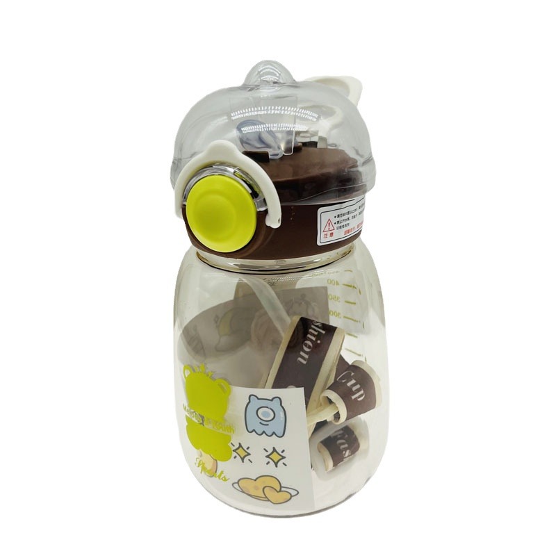 Baijia 5019 taza de agua de plástico lindo para niños estudiante de escuela primaria taza de paja Internet celebridad hervidor de plástico con correa portátil