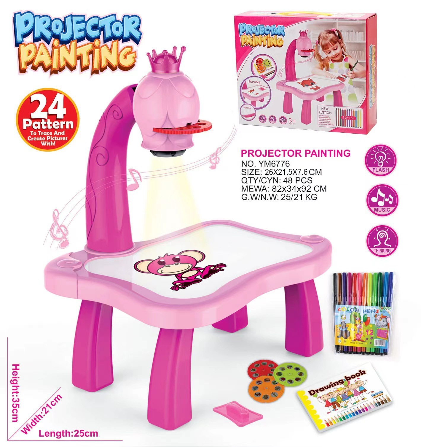 Mesa de proyección rosa