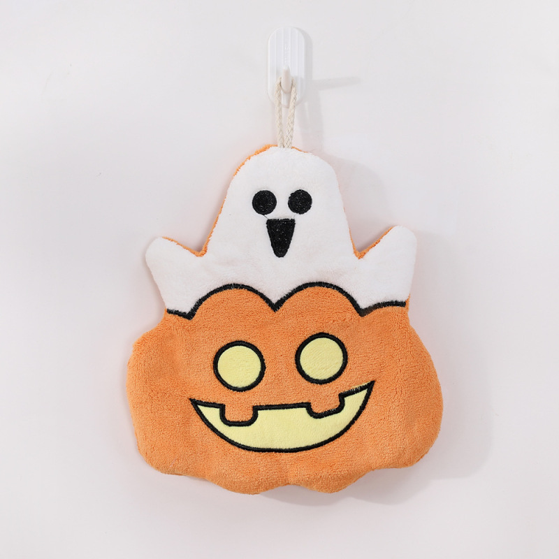 新型のハロウィンの漫画のカボチャの頭は手ぬぐいを拭います。|undefined