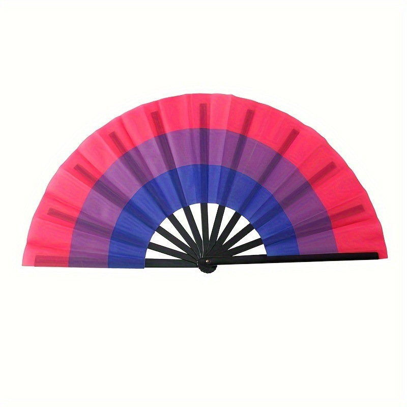 Arco iris de gran tamaño ventilador sonoro fácil de abrir hueso de bambú hueso de plástico color rueda kung fu ventilador de baile ventilador al por mayor