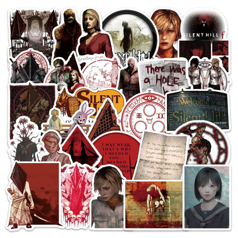 54 Silent Hill Horror Movie Cartoon Graffiti Stickers Cross-Border Decorative Luggage Notebook Stickers Wholesale