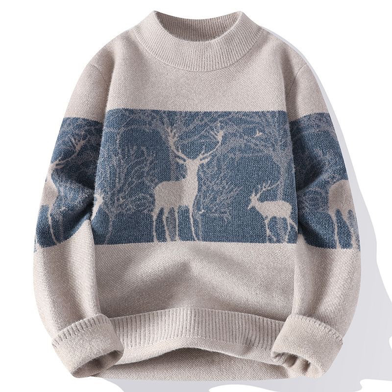 Pull à capuche en tricot pour homme, nouveau style d'hiver, chaud et velours, col moyen épais, tendance, tendance_voghion.com