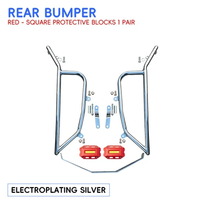 front and rear exhaust pipe — Motorcycle bumper - silverenhanced-rear-bumper-red-protective-block