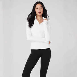 新品同款GANT瑜伽服女长袖半拉链式收腰修身休闲运动立领外套上衣