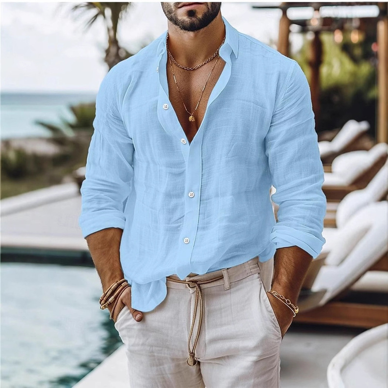2025 Men's Shirt Casual Style Long Sleeve Business Casual Shirt Cross-Border Independent Station