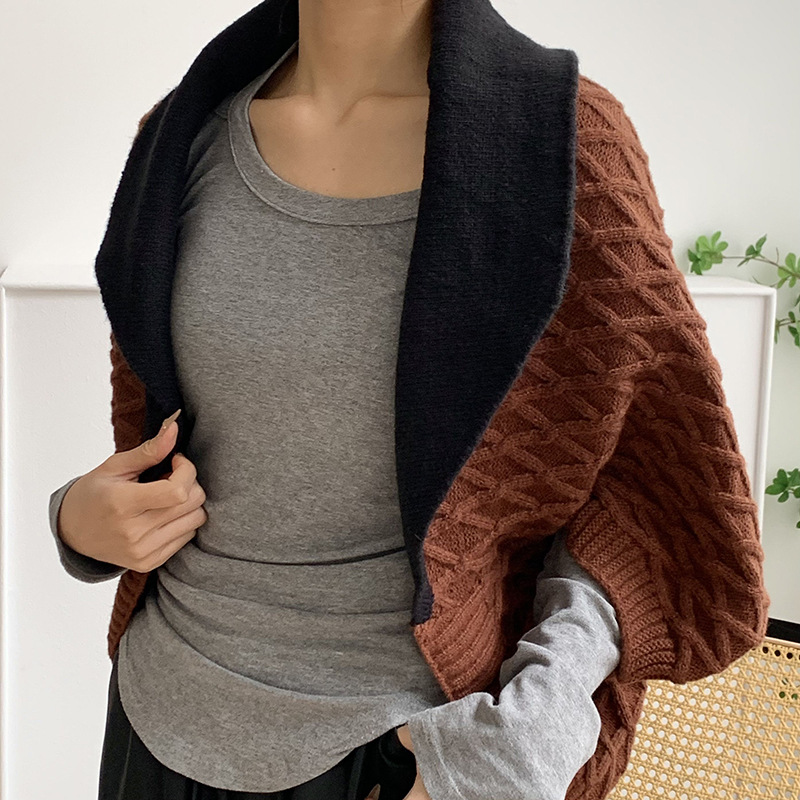 Chal de punto nuevo estilo estilo estilo estilo amplio exterior suelto estilo exterior exterior de alta calidad estilo estilo exterior de color exterior temperamento chaqueta cardigan