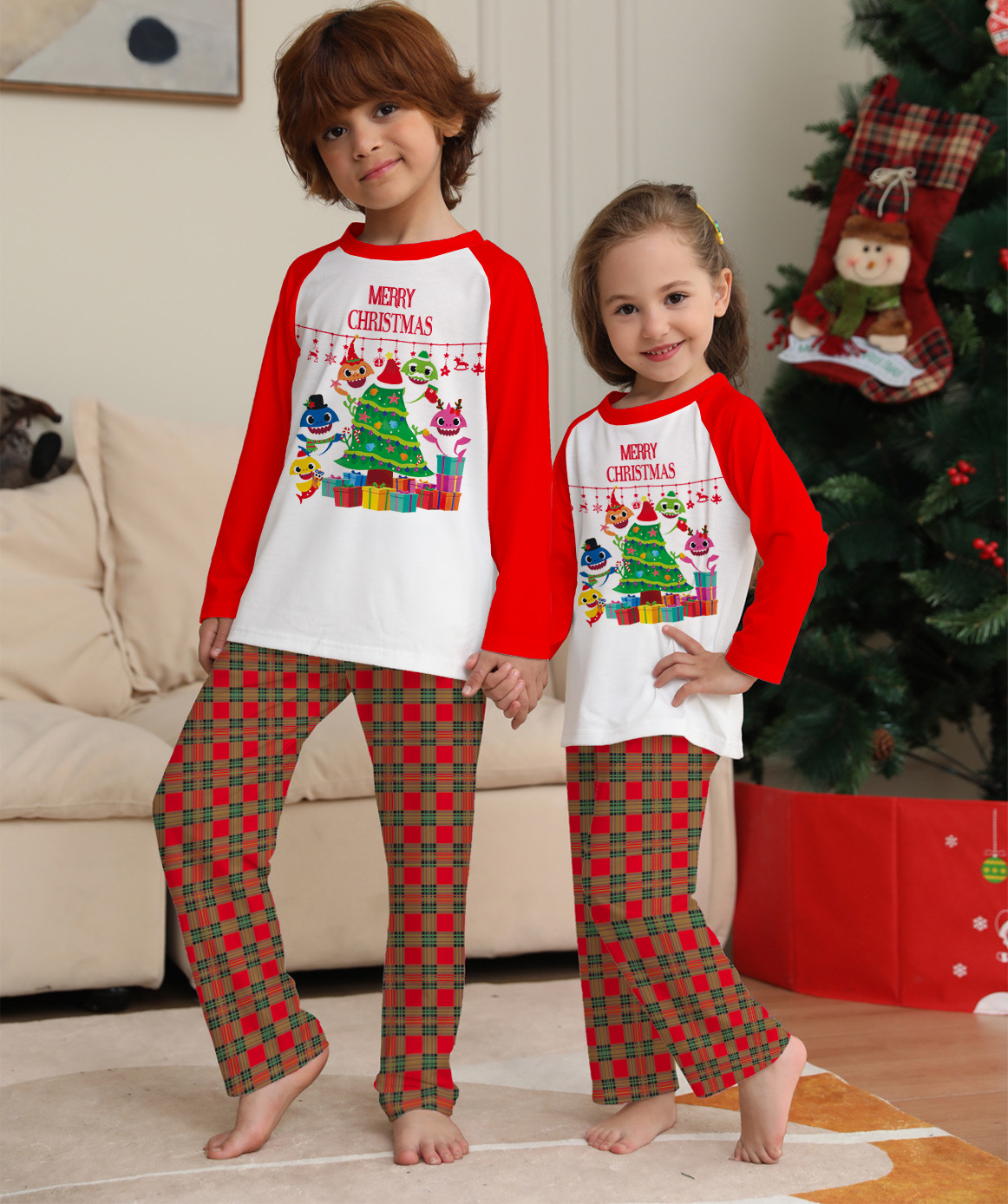 Cartoon Pattern Winter, Autumn Season Family Look Cartoon Pant Co-ord Set T-shirt Two-Piece Sets