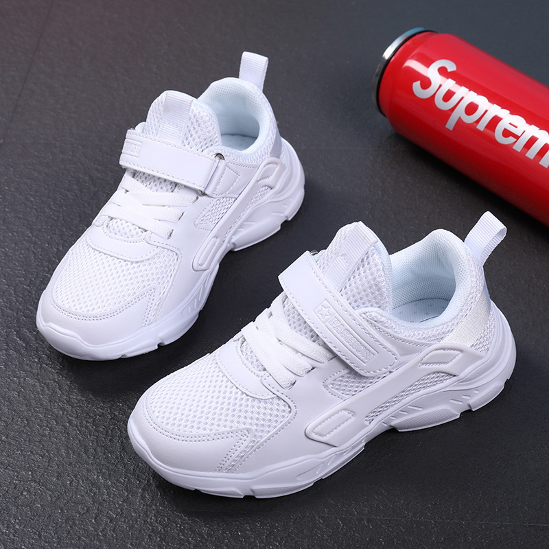 Summer breathable children's white white sneakers for boys