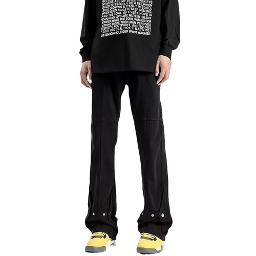 American-style pleated black jeans, Instagram trendy, micro-bell-bottom casual, niche, hip-hop pants for men