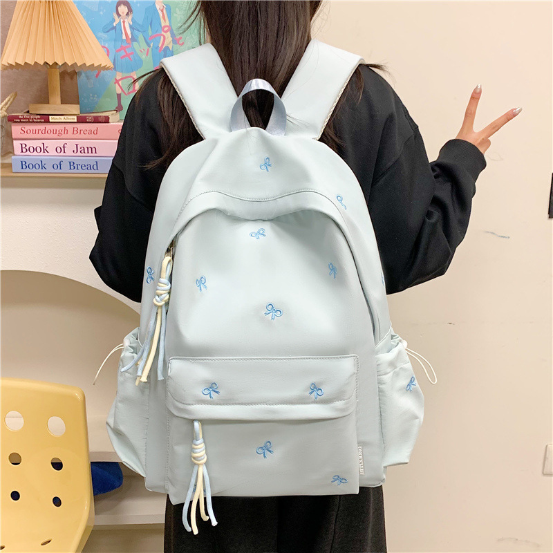 New Stylish Korean-Style Embroidered Backpack for Middle School Students, 2026 Model, Simple Large-Capacity Backpack for Elementary School Girls