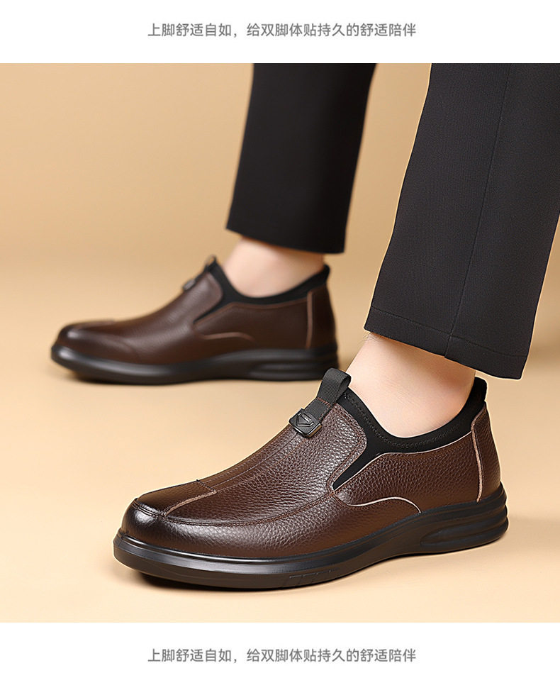 Giày lười nam da bò thật mũi tròn gót thấp 1-3 cm, đế mềm chống trượt kiểu lái xe — DT3703 màu nâu, DT3703 màu đen chi tiết 19