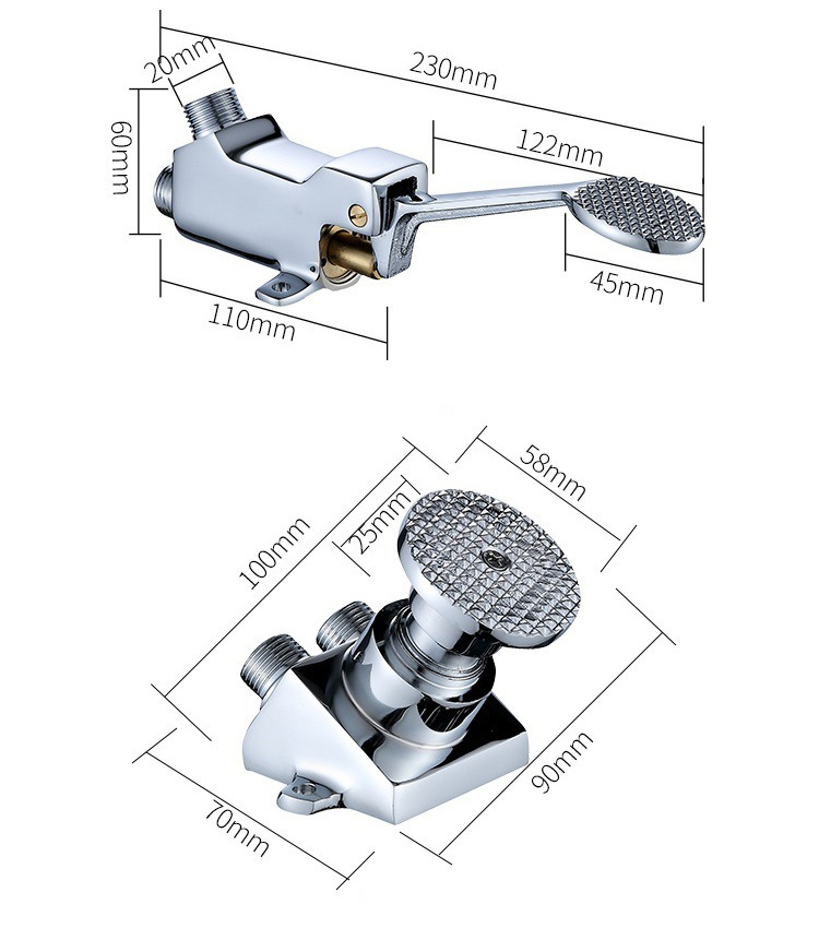 Copper standing foot pedal washbasin, single cold faucet, hospital laboratory washbasin, foot pedal faucet full figure