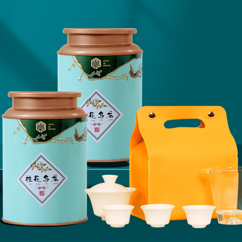 桂花烏龍茶罐裝批發傳統正山小種野茶網紅旅行茶具六件套廠家供貨