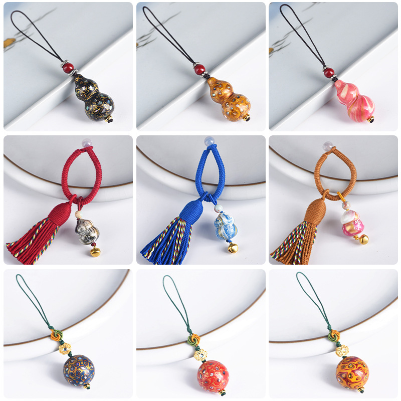 Small Gourd, Fat Gourd, Painted Lacquer, Hanging Ornaments, Tassels, Keychains, Rosary Beads, Mobile Phone Chains, Jewelry