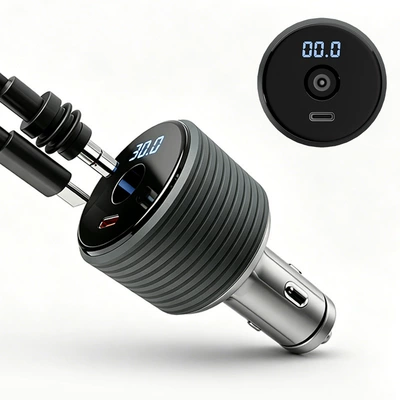 Three-in-one car cigarette lighter Siqaret yandırıcısı - black-dual-port-car-charger-pddc5521