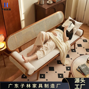 Customized Rattan Lazy Sofa for Guesthouse Living Room, Designer Creative Small Apartment Leisure Chair, Long Chair for Cross-Border Sales