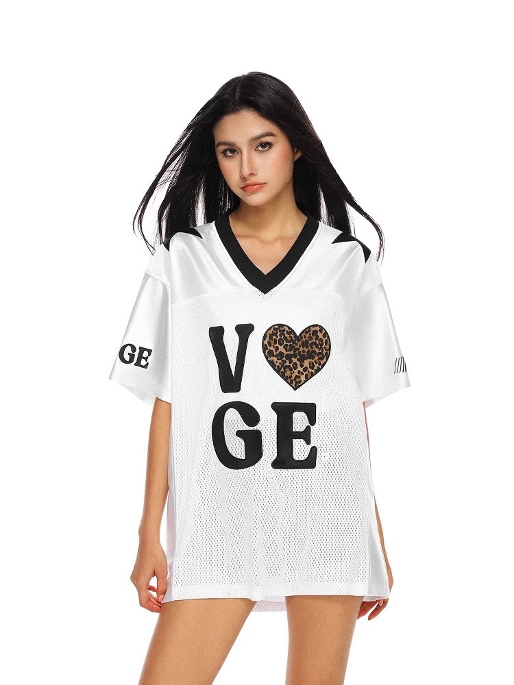 American-style Sports T-shirt For Men And Women, Summer Leopard Print Heart Jersey, Short-sleeved, Loose, Casual,_viptrois.com