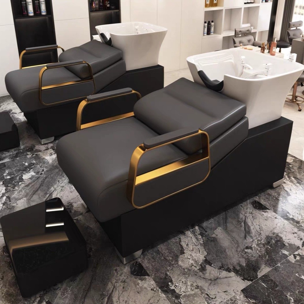 Maceta cuadrada de cerámica simple - piel gris oscuro - reposabrazos dorados