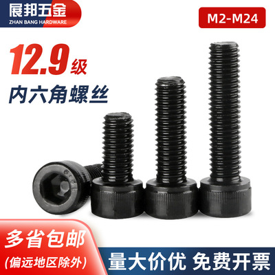 12.9级发黑内六角螺丝螺钉螺栓M4M5M6M8M10M12M14M16M18M20M24