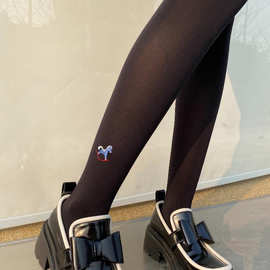 8018-JA 80D哑光舒柔天鹅绒刺绣连裤袜春秋打底袜