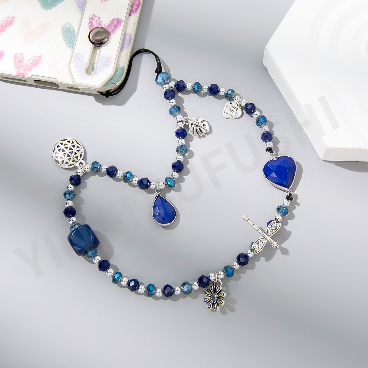 Vacation Style Color Matching Artificial Crystal Mobile Phone Lanyard Wholesale display picture 5