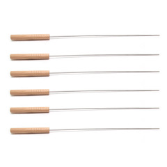 Meiguo factory wholesale BBQ skewer barbecue needle iron skewer wooden handle square stainless steel outdoor barbecue tools accessories