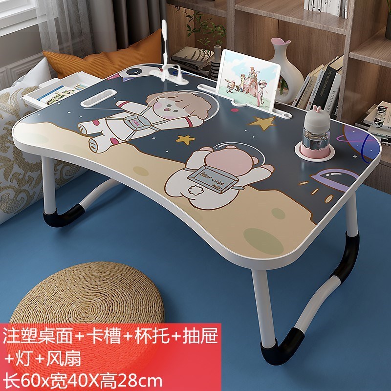 ベッドの上の机の折り畳みのテーブルの簡易な漫画の学生の寮の学習のテーブルの怠け者の寝室の座る多機能の小さいテーブル|undefined