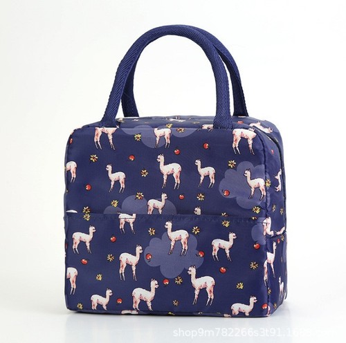 Printed Oxford cloth lunch bag, colorful square bottom women's handbag, coin purse, aluminum foil insulated lunch box bag