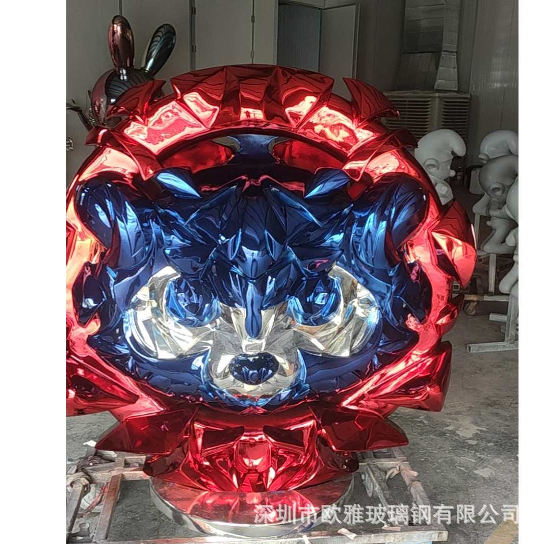 大型户外不锈钢景观造型摆件 电镀彩色卡通美陈雕塑 玻璃钢美陈