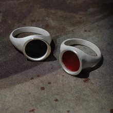 董洁同款S925纯银湖面小众戒指女手工肌理质感磨砂气质百搭银饰