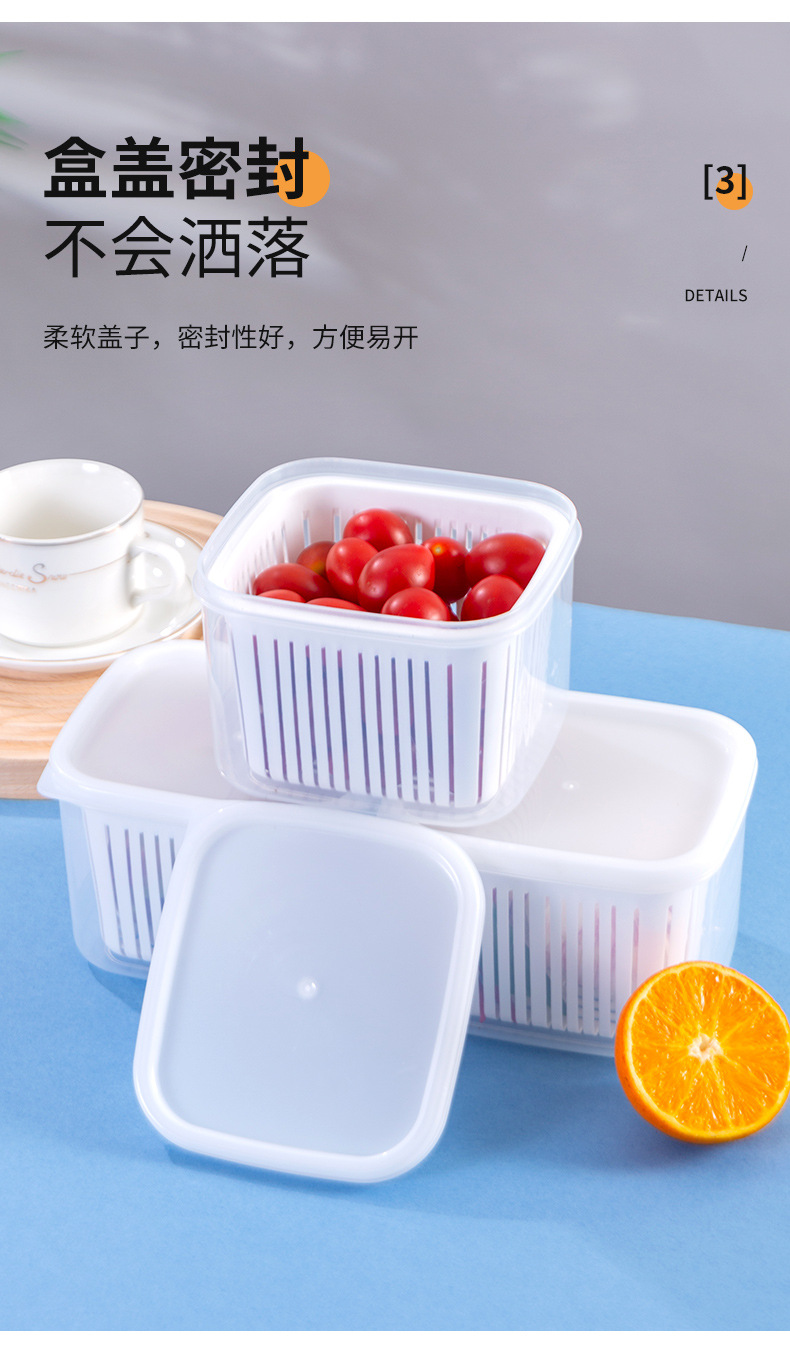 Japanische Frischhaltedose mit Abtropfgitter, tragbare Obst- und Bento-Box, Kühlschrank-Lagerbehälter für Lebensmittel, Aufbewahrungsbox für Zwiebeln, Ingwer und Knoblauch, Großhandel