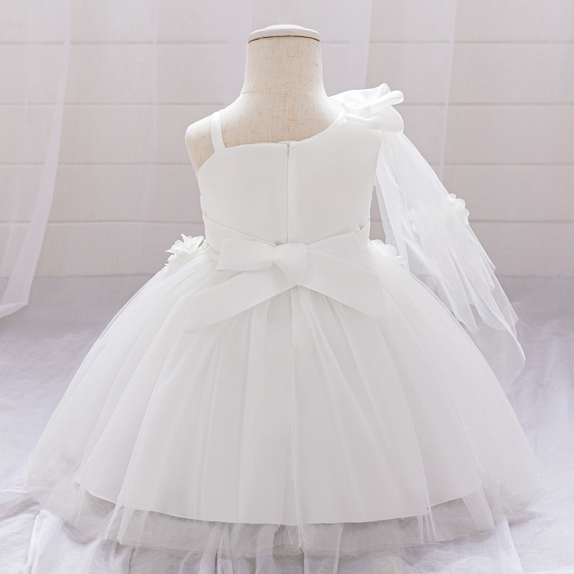 Shein niñas vestido de flor flor de cumpleaños vestido de novia vestido de princesa vestido de baño blanco bebé