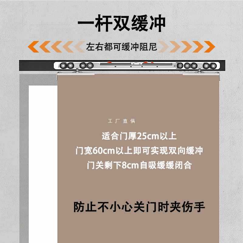 铝合金门双向缓冲吊轮吊轨厨房推拉门阻尼器木门滑轮极窄门缓冲器