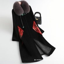 海宁新款妈妈冬装皮草外套女中式国风羊剪绒大衣皮毛一体狐狸毛领