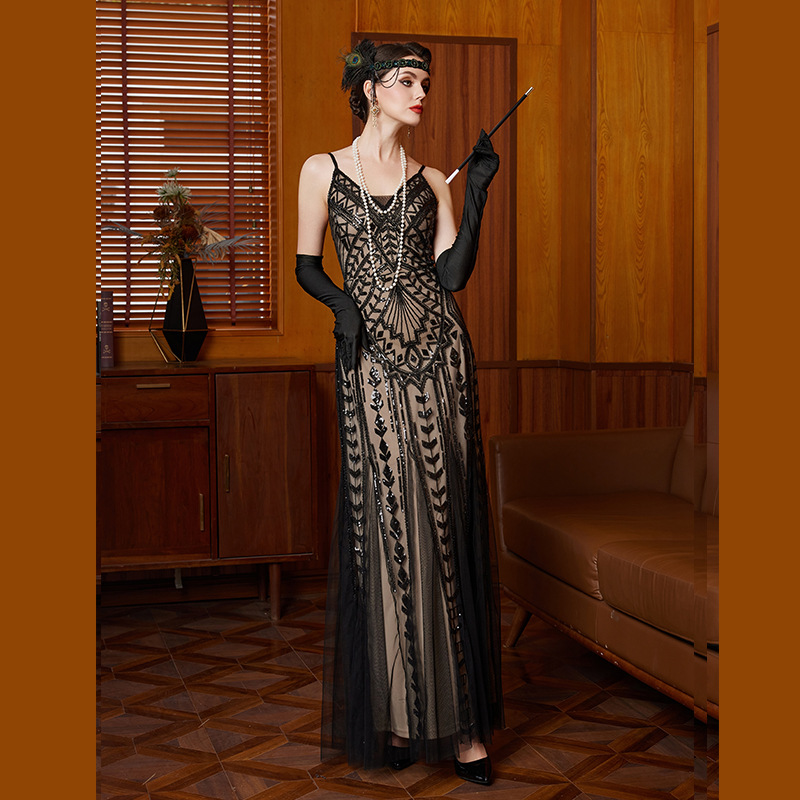 Cross-Border European and American Evening Dresses, Sequined Women's Clothing, Plus Size, Performance Wear, Banquet Dresses, Long Dresses