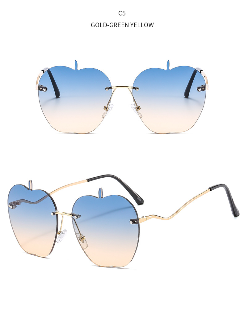50g Weight Frameless Glasses Structure Sunglasses Classification PC, UV400 Protection, Gradient Tinted Lenses Lens Material Square Glasses Style Outdoor, Travel, Beach Occasion Apple Pattern All Seasons Season Unisex Gender Vacation, Novelty Style Vacation Novelty Apple PC UV400 Protection Gradient Tinted Lenses Square Frameless Women's Sunglasses 7