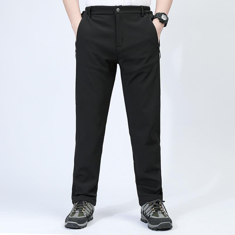 Pantalones de combate de otoño e invierno para hombres con forro polar engrosado impermeable a prueba de viento al aire libre pantalones de Montañismo más tamaño soft shell pantalones de lana a prueba de frío