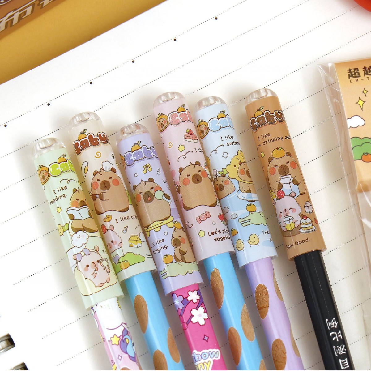 El más allá 6320 Kapibala Pencil Sombrero Extensidor Cartoon de alto valor Cute Primary School Pencil Funda protectora