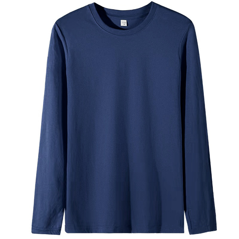 200 グラムコーマ綿無地ラウンドネック長袖メンズ T シャツ男性と女性のための同じスタイルのインナー長袖トップルーズボトムシャツ