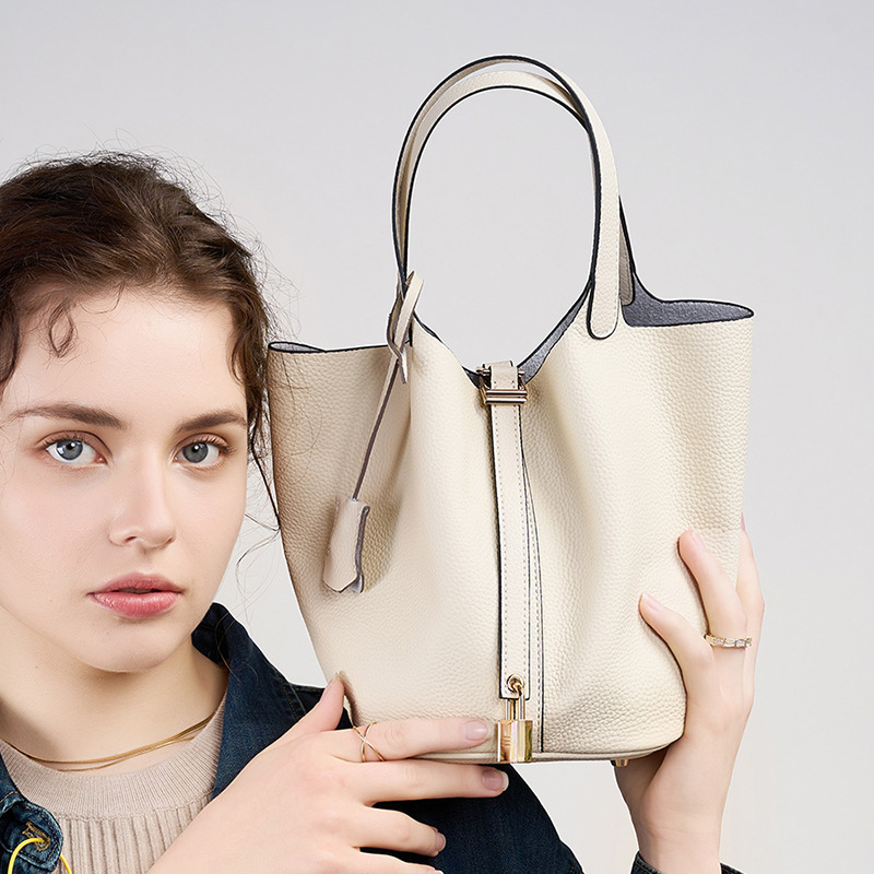 2026 New Model Bucket Bag, Basket Bag, Women's Bag, Tc Genuine Leather Handbag, Mommy Bag, Bridal Wedding Bag, High-End Feel