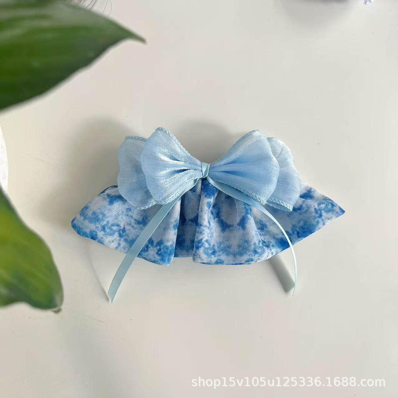 파란색 유광 리본 클립