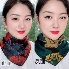 【両面マカオ綿三角タオル】秋冬首保護保温マフラー女性気質百合ファッション防寒多機能