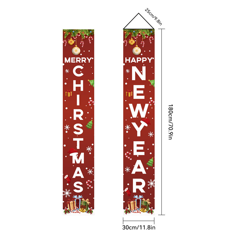 Amazonクロスボーダー新しいクリスマスカプレットドアカーテンお祭り雰囲気アレンジメントクリスマスフラッグ背景布バナー|undefined