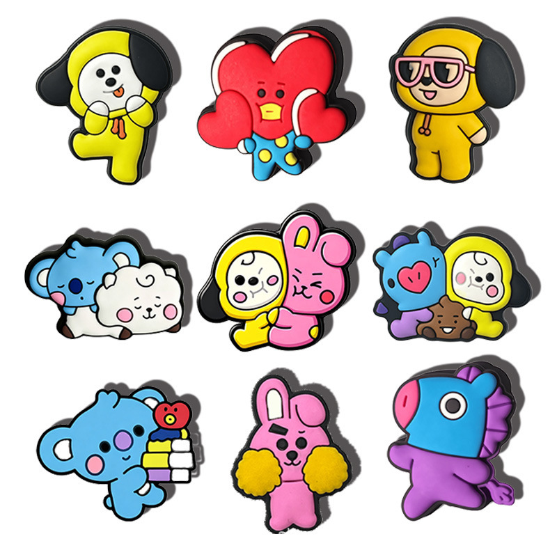 Bts-Bt21 Cartoon Clog Shoe Accessories, Eco-Friendly Pvc Soft Rubber Decorative Shoe Charms, Croc Free Combination Bts-Bt21 Cartoon Clog Shoe Accessories, Eco-Friendly Pvc Soft Rubber Decorative Shoe Charms, Croc Free Combination