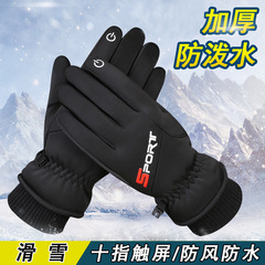 Touchscreen Men's and Women's Winter Ski Gloves Outdoor Waterproof Windproof Warm Riding Full Finger Fleece Climbing Foreign Trade