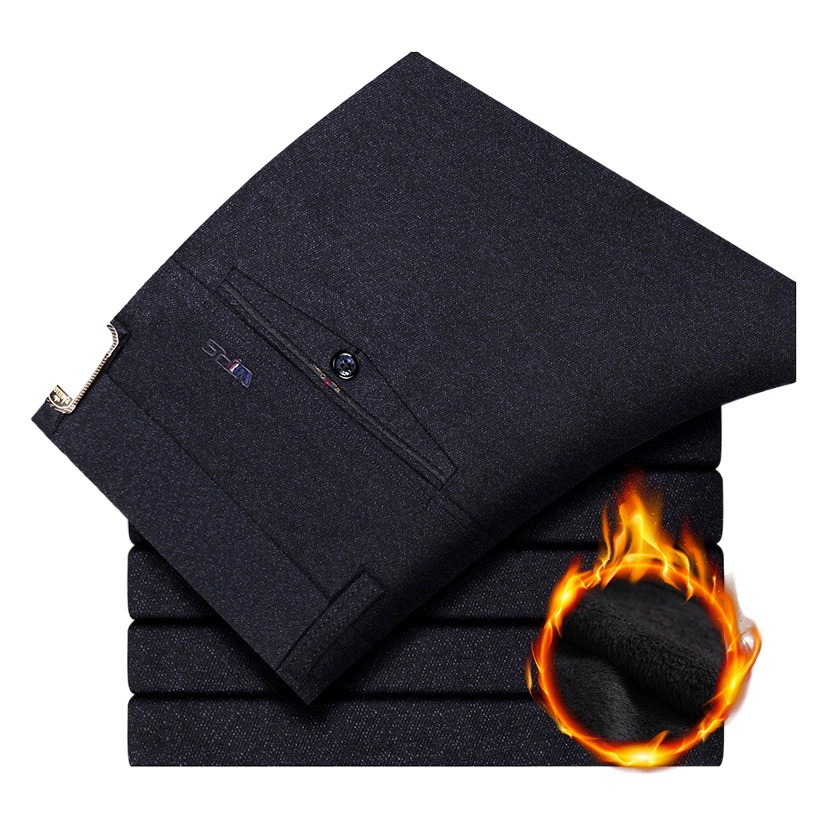 Осенне-зимние мужские брюки среднего и пожилого возраста, повседневные брюки на флисовой подкладке, утолщенные мужские костюмные брюки среднего возраста, свободные брюки для пожилых людей, отцовские брюки